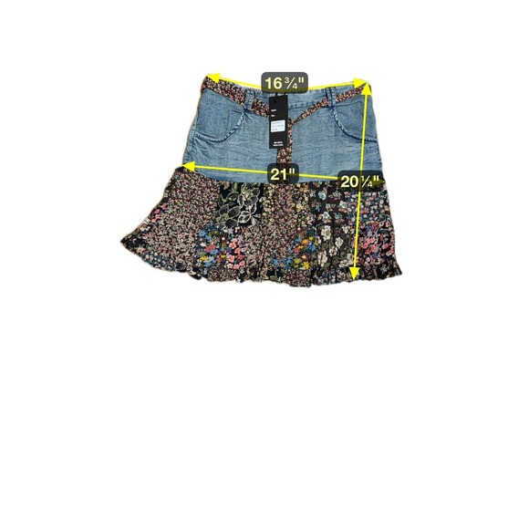 NWT Young Threads Fairy Grunge Patchwork Denim Skirt Womens Size XL Hippie Chic - Picture 7 of 7